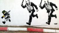 New mural in Tel Aviv shows Bart Simpson as a Hamas terrorist, Netanyahu, Eisenkot chasing him