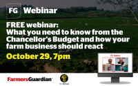 SIGN UP to Farmers Guardian's Budget Webinar: What you need to know from the Chancellor's Budget and how your farm business should react
