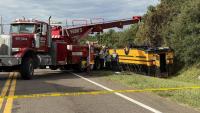 Report: 1 student killed after Florida school bus carrying dozens of people rolls over