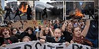 French riots reach climax as parents and students clash with police forcing closure of hundreds of schools