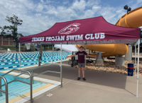 Jenks Trojan Swim Club at TYR Ragnarok in Joplin, Missouri with 10x20 Custom Canopy Splash Tents’