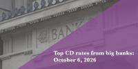 Top CD rates from major banks on October 6, 2026: Chase CDs, Bank of America CDs, Citibank CDs, and more
