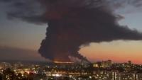 Moment apocalyptic blaze burns at sea after Ukraine blitzes Russian shadow fleet tanker – as tourists told stay indoors