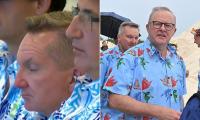 Chris Bowen appears to fall asleep at his taxpayer-funded climate change conference at five star Fiji resort