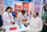 Delhi Health Minister inspects health programme stalls at Thyagaraj Stadium