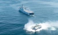 Chinese Navy Practice Shipborne Hovercraft Deployment