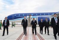 President Ilham Aliyev arrived in Turkmenistan on working visit VIDEO