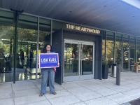 Candidate for state senator speaks at town hall at the Heartwood