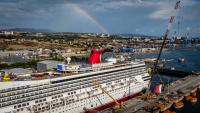 Carnival Freedom Leaves Dry Dock With New Whale Tail Funnel