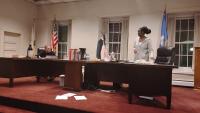 Town offices set the stage for Avon theater company’s new play about a public relations executive