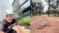 Finnish F1 driver Valtteri Bottas cycles 420km from Malaysia to Singapore