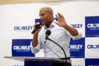 Maryland Gov. Wes Moore takes to campaign trail for Crowley in Wisconsin