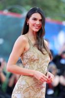 Kendall Jenner Wears Nothing but an Off-the-Shoulder Animal Print Coat and Strappy Black Stilettos