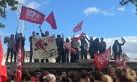 Communist pro-Palestine protesters are arrested for criminal damage after climbing on Battle of Britain memorial just days after October 7 anniversary