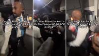 Plane passengers wrestle with Frontier Airlines staff after allegedly being locked in dark plane with “no air for an hour”