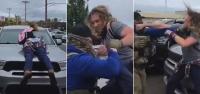 ICE officers ATTACKED by agitator who jumped on vehicle, grabbed agent's neck, threw punch in Salem, Oregon