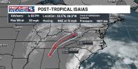 Post-Tropical Isaias brings flooding and wind threat to southeast