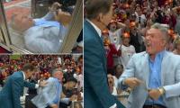 Pat McAfee wrestled to the ground by Nick Saban and Bryce Young after antagonizing them on College GameDay in Alabama