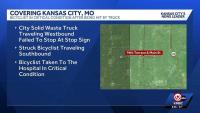 KCPD: Bicyclist in hospital after being hit by city truck