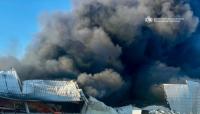 Warehouses storing agricultural machinery on fire after Russian attack on Samar