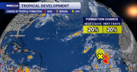 TROPICS: NHC monitoring disturbance in Atlantic with low chance to develop