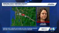 Connecticut woman charged after wrong-way crash into Vermont police cruiser