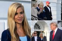 New White House press secretary Katie Zacharia spotted as Trump departs for Ohio rally – with Jake Paul and Jon Gruden 