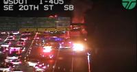 Truck fire blocks multiple lanes on I-405 in Bellevue