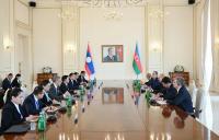 Ilham Aliyev holds expanded meeting with President of Laos