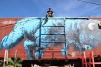 Denver artist Oak Bloak unleashes a herd of blue bison on the Front Range