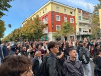 Students protest outside Ministry of Education, tensions with police