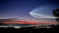PHOTOS: SpaceX Falcon 9 launch lights up western North Carolina sky The launch of SpaceX's Falcon 9 rocket lit up the skies over western North Carolina on Tuesday morning.
