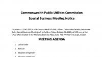 Commonwealth Public Utilities Commission Special Business Meeting Notice