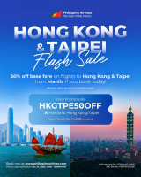 24-Hour Online Flash Sale: PAL Offers 50% Off Fares to Hong Kong and Taipei
