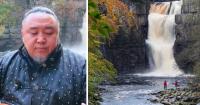 Man travels 4,000 miles to belt out throat song to locals at County Durham waterfall
