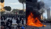 Albania anti-govt protests: Students clash with cops, blaze erupts in education min