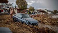 Man, 62, dies after torrential floods sweep car onto beach on Greek island of Rhodes