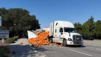 Pumpkins head to church pumpkin patch spill from truck onto SC roadway