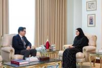 Al Misnad reviews ties with EU, Chinese, and Korean envoys