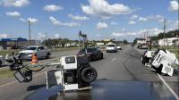 Airline Highway NB near Germany Road blocked in Gonzales after portable light towers fell from truck