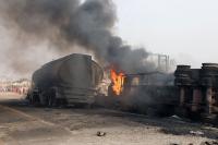 A fuel truck explosion sparked a massive fire in a market in Benin City, Nigeria, injuring 10 people