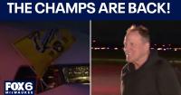 WATCH: Brewers land in Milwaukee after winning NLCS