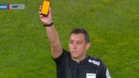 ‘Most useless football technology ever’: Referee stuns fans by ditching yellow cards for iPhone-style device