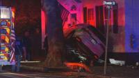 Car crashes into historical home in Bristol Rhode Island