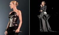 Celine Dion, 58, takes to the stage in a black sculptural bustier as she performs her penultimate concert of her Paris comeback residency