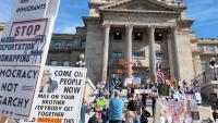 Hundreds gather at Idaho Capitol for ‘No Kings’ rally ahead of early voting