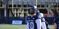 Maine head football coach Jordan Stevens reacts to 17-14 loss to Bryant on Saturday