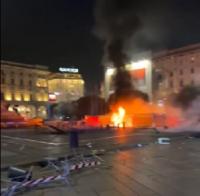 Rioters loot stores in Milan during cost-of-living protest featuring Palestinian symbols