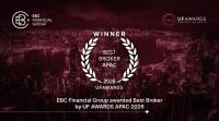 EBC Financial Group awarded Best Broker by UF AWARDS APAC 2026