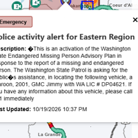 Washington State Patrol seeks maroon GMC Jimmy in endangered missing person case